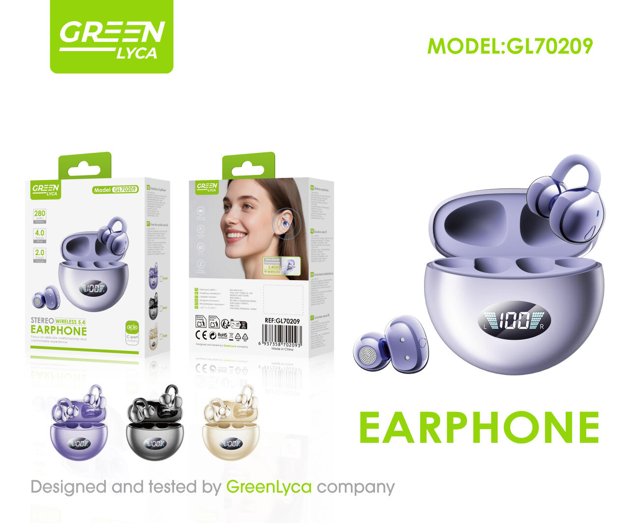 TWS Auriculares de Clip 280mAh