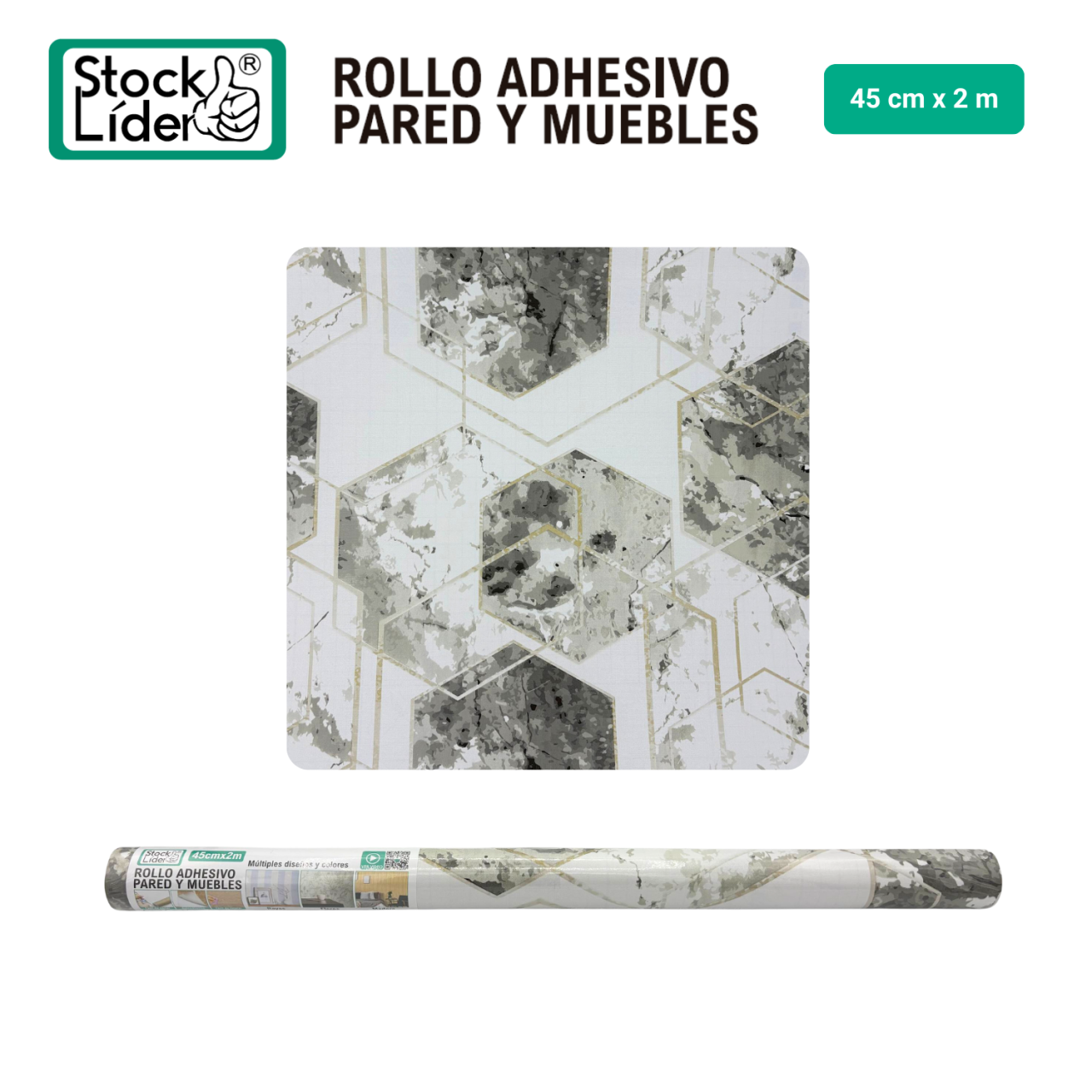 Rollo adhesivo pared y muebles 45cm x 2m
