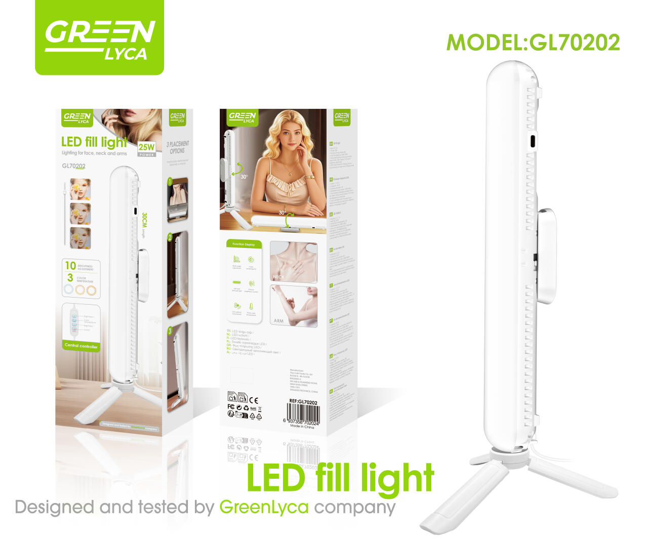 Luz LED de Relleno 25W – 30cm, 3 Temperaturas de Color, Control Central
