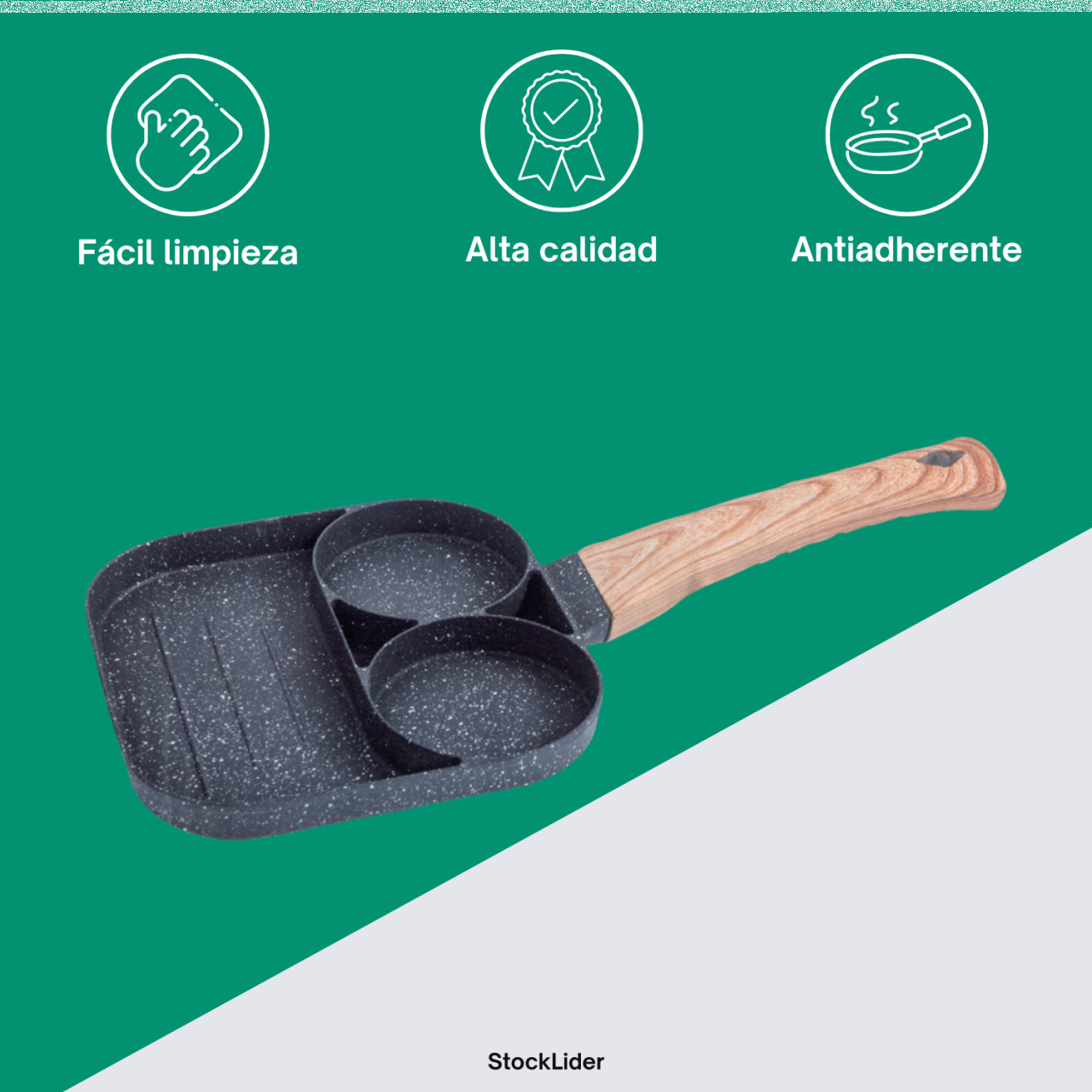 Sartén Antiadherente de 3 Compartimentos