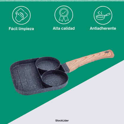 Sartén Antiadherente de 3 Compartimentos