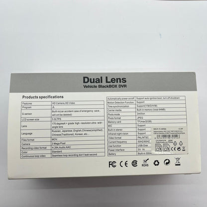 Lente Dual Blackbox DVR para Vehículo